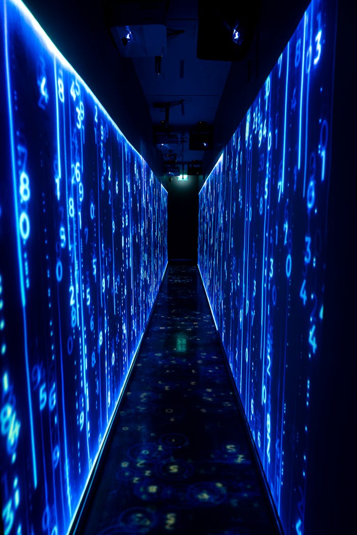 Crafting Captivating Headlines: Your awesome post title goes here A luminous blue tunnel with digital numbers creating a futuristic, sci-fi ambiance.